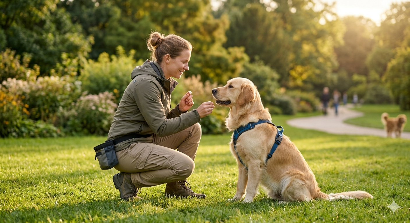 Dog trainer working with a dog