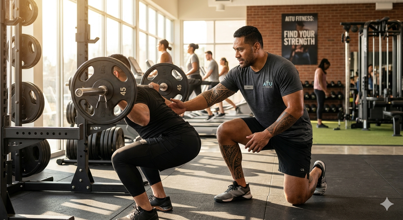 Personal trainer with a client